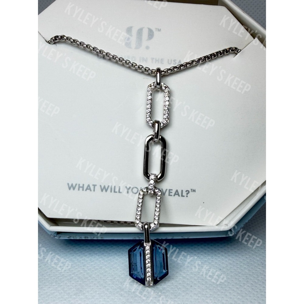 Bomb Party Necklace - NK30445 Horizon Necklace - Light Blue Sapphire - Rhodium